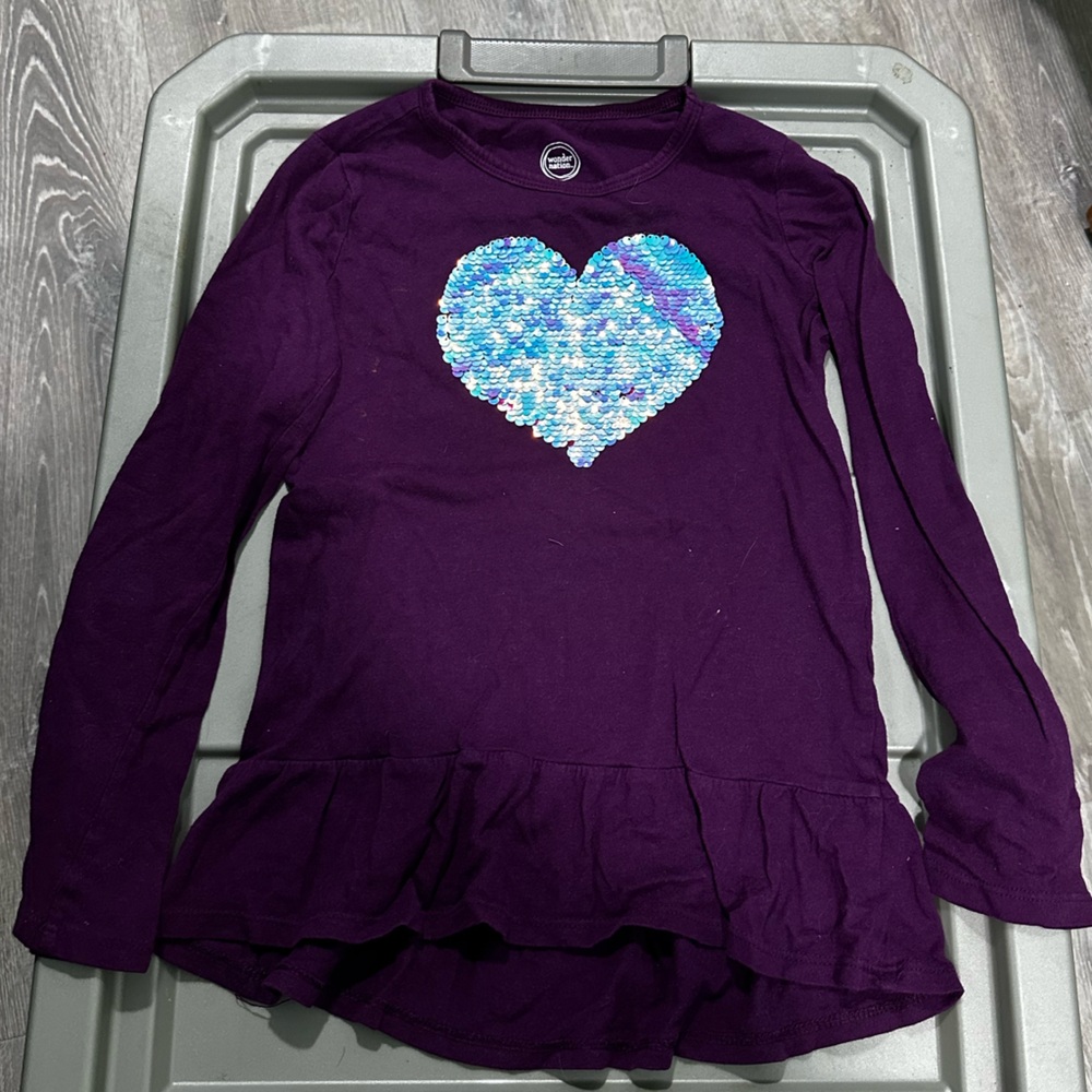 Purple Long Sleeve with Sequin Heart